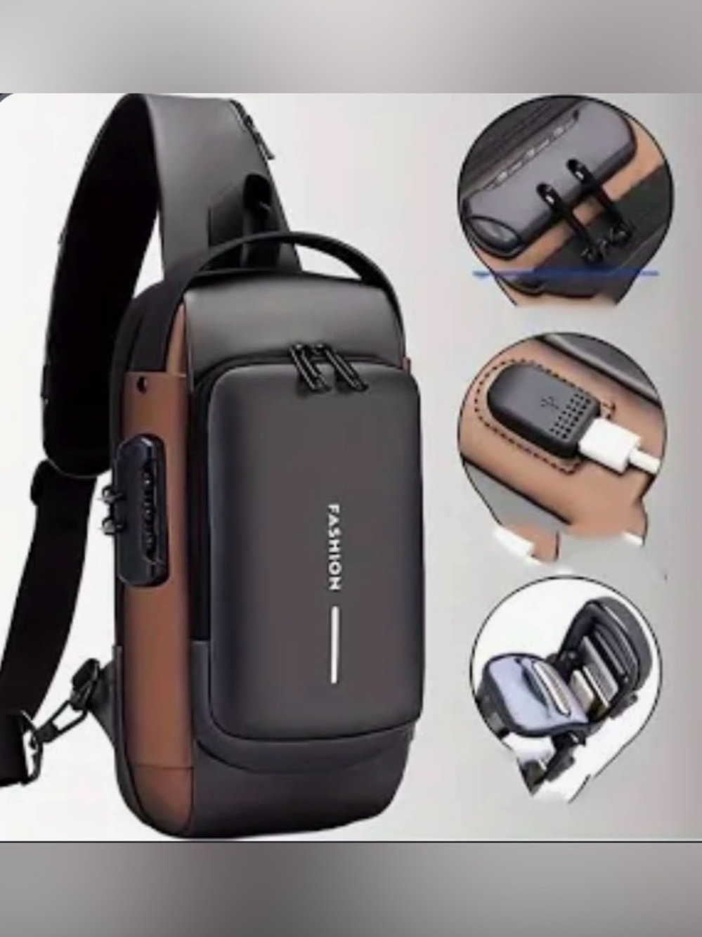 Fashion Men's Crossbody Sling Bag in Black and Brown